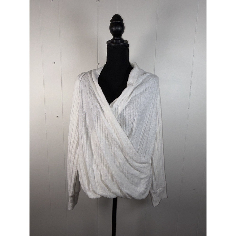 Maeve Anthropologie Women's Ivory Rafaela Hacci Surplice Front‎ Top Sweater M